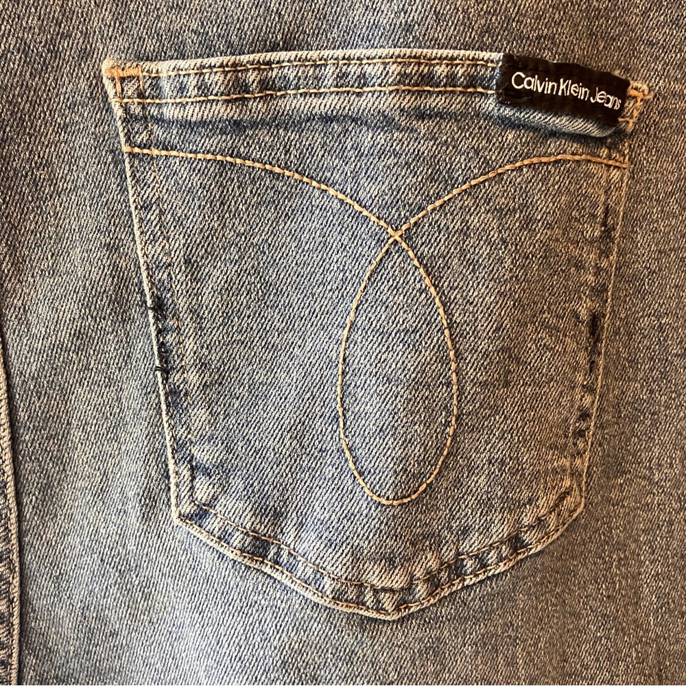 Calvin Klein‎ Classic Blue Denim Jeans Size 16 Y2K Straight Leg High Rise - Picture 10 of 15